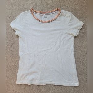 Madewell White Whisper Cotton Ringer Tee, Rainbow Collar Size XXS